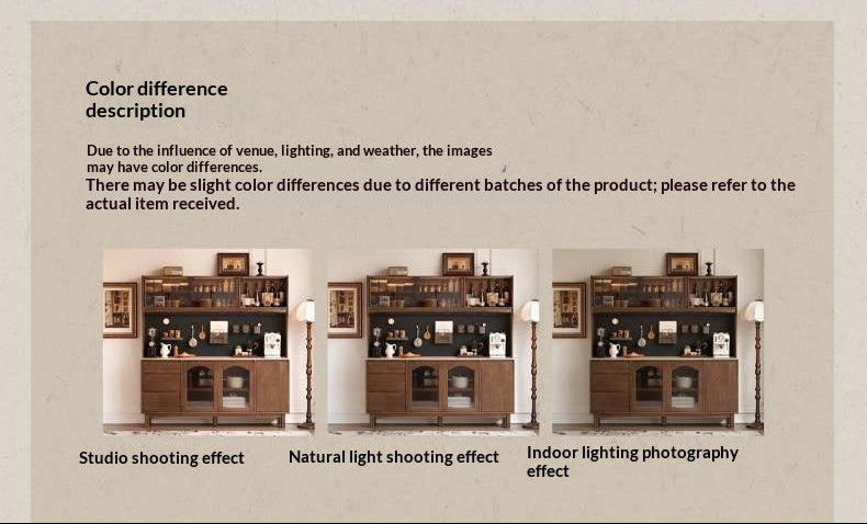 Black Walnut Solid Wood Retro Buffet Cabinet, Sideboard