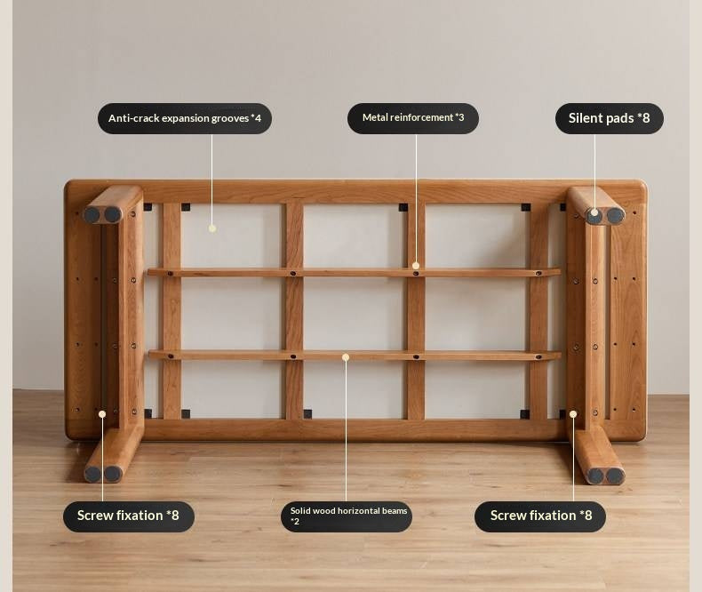 Cherry Solid Wood Vintage Style Slab Dining Table with Sintered Stone Top
