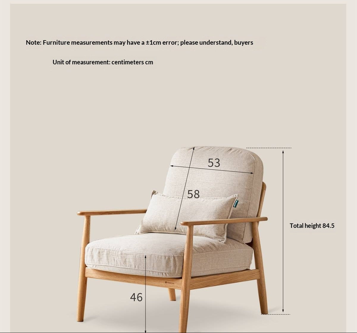 Oak Solid Wood Scandinavian Casual armChair