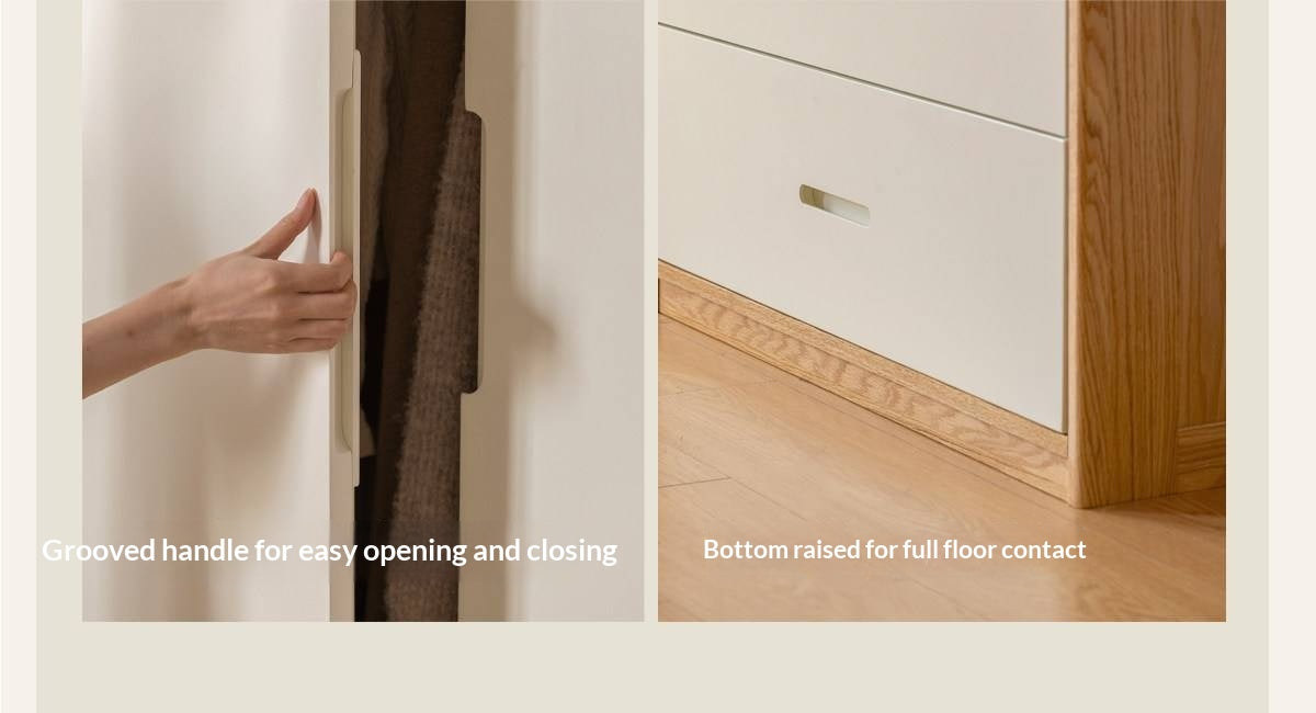Oak Solid Wood Armoire Wardrobe with Hanging Rod and Drawers