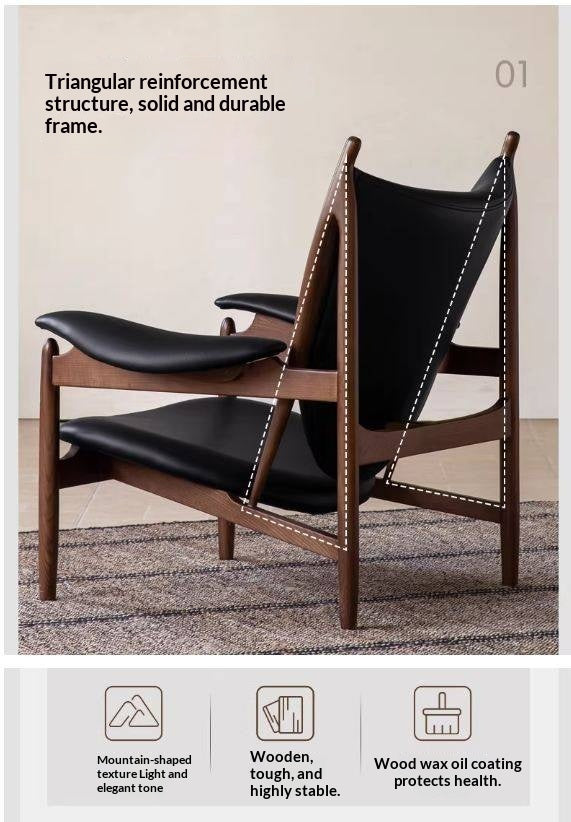 Ash Solid Wood Modern Designer Lounge Chair