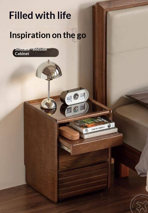 Oak Solid Wood Italian Light Luxury Nightstand