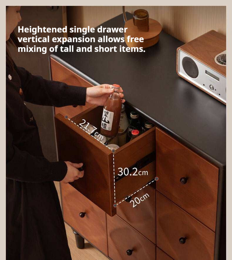 Rubberwood Solid 9-Drawer Dresser, Mid Century Bedroom Storage Cabinet