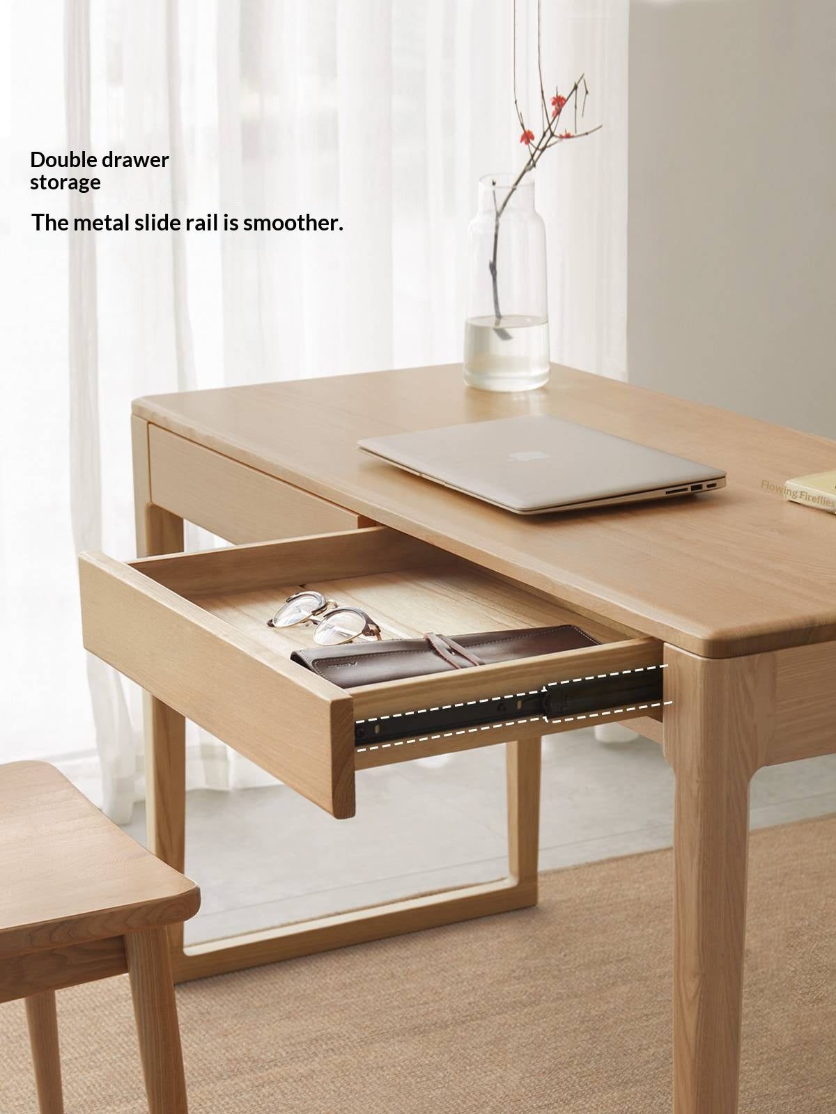 Ash Solid Wood Modern Computer Desk