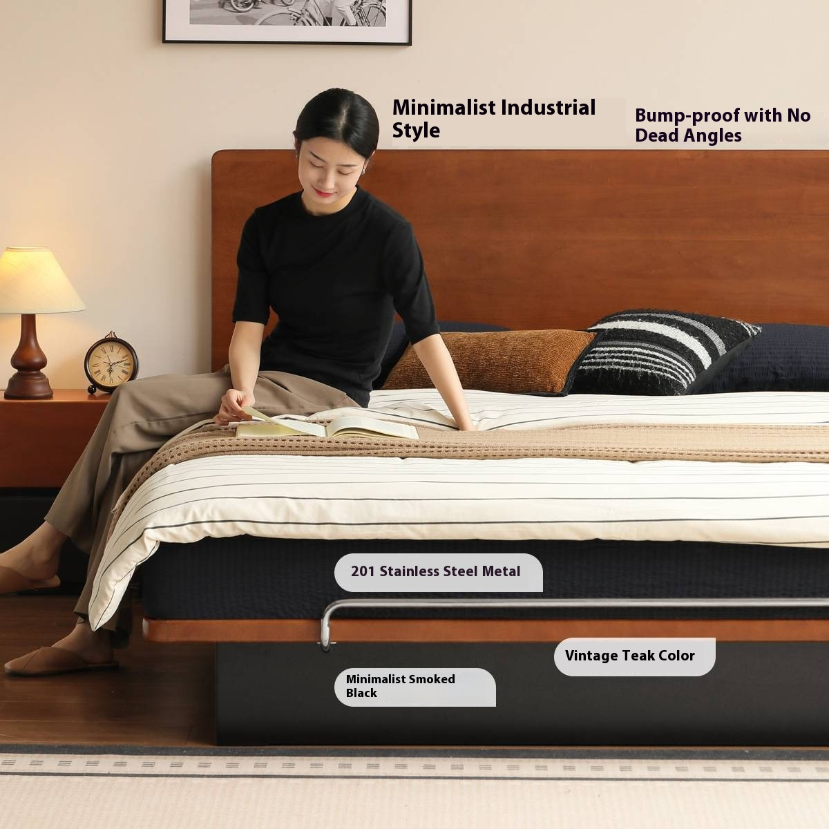 Poplar Solid Wood Suspended Box Bed Bauhaus Style