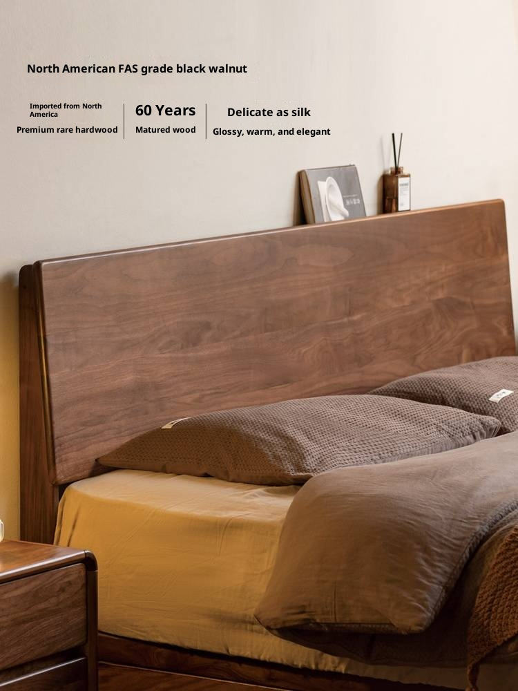 Black Walnut Solid Wood Box Bed Simple Modern Nordic Style