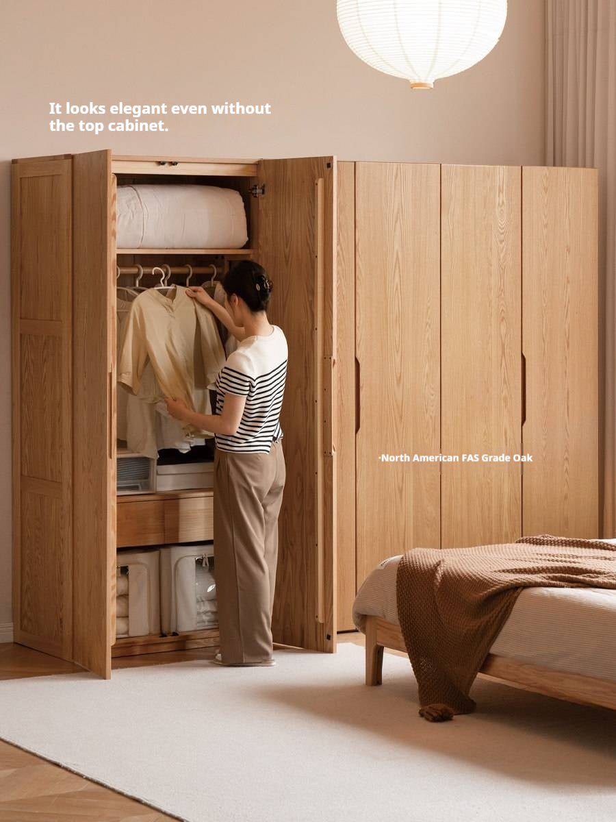 Oak Solid Wood Modular Freestanding Wardrobe System with Recessed Handles
