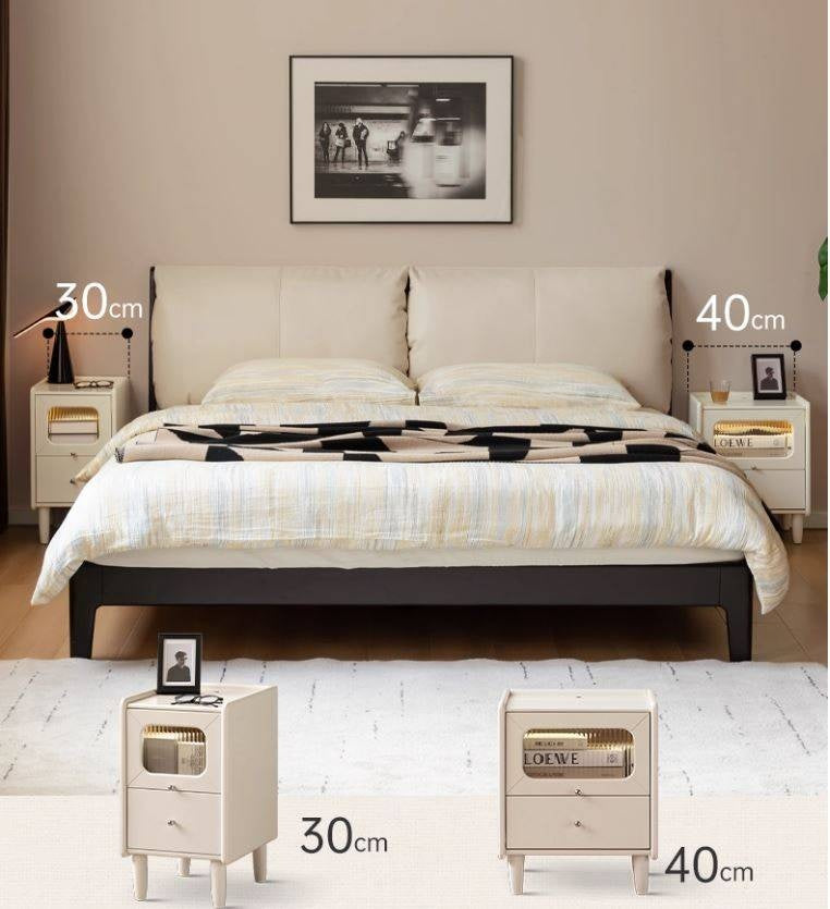 Solid Rubberwood Modern Cream Style Nightstand