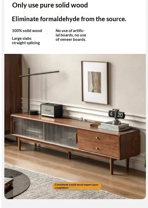 Black Walnut, Rubber, South American walnut Solid Wood Modern TV Cabinet.