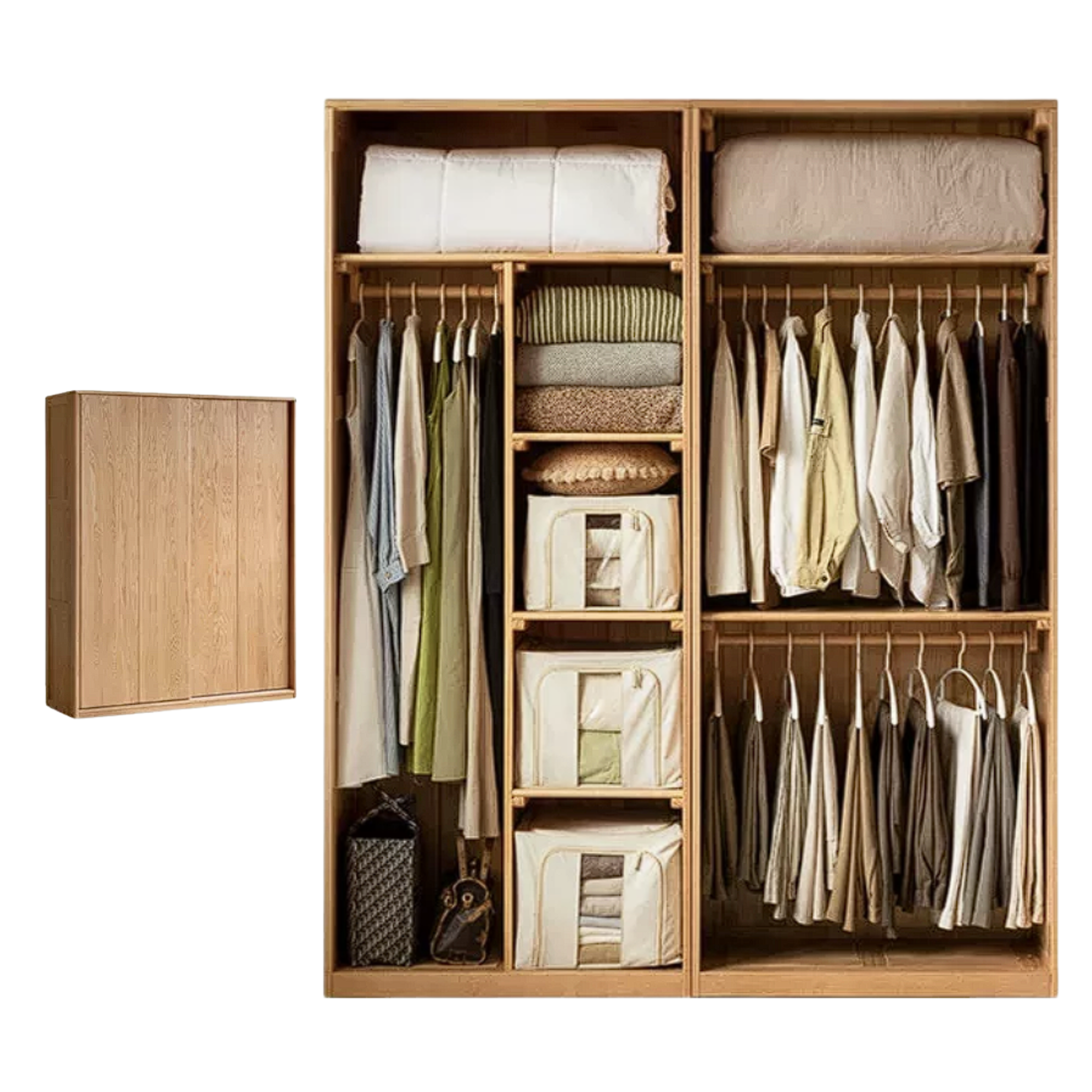 Oak Solid Wood Sliding Door Wardrobe