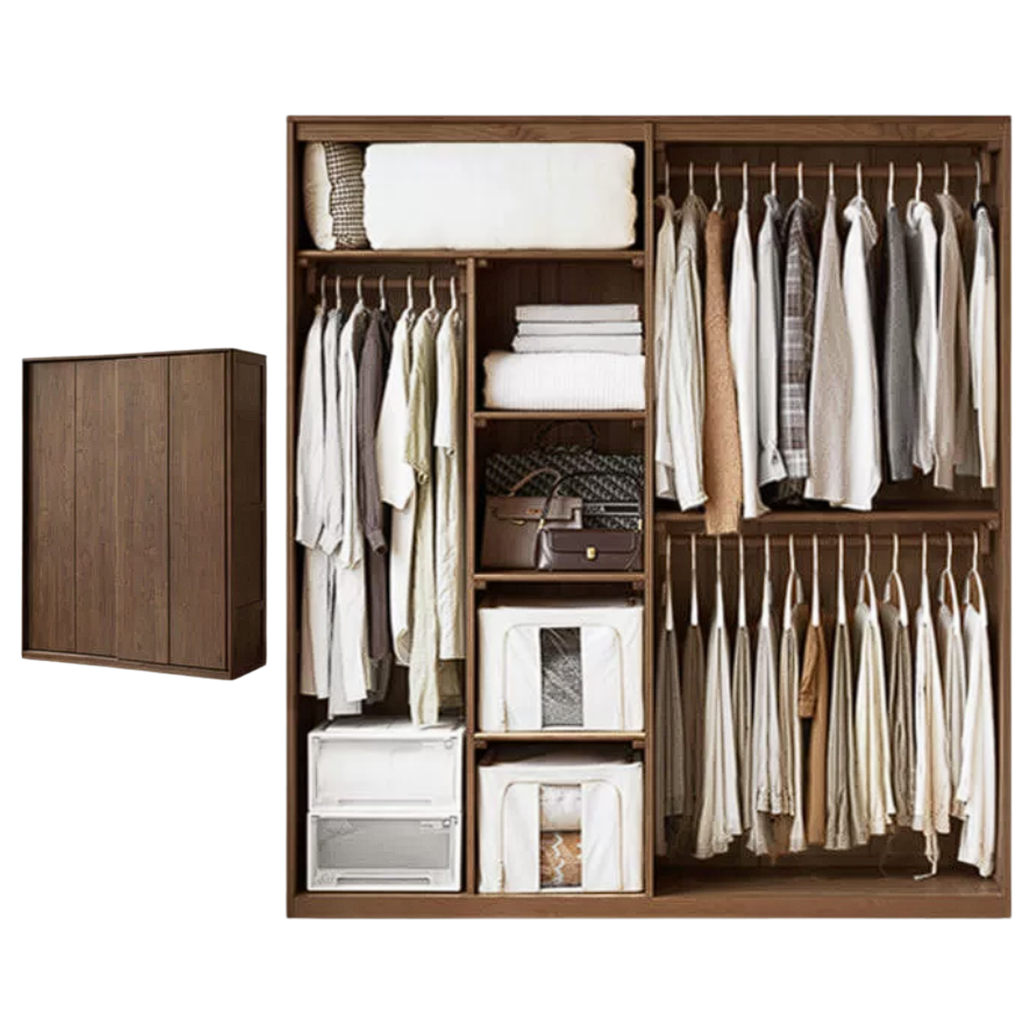 Black Walnut, Sandalwood Sliding Door Wardrobe.