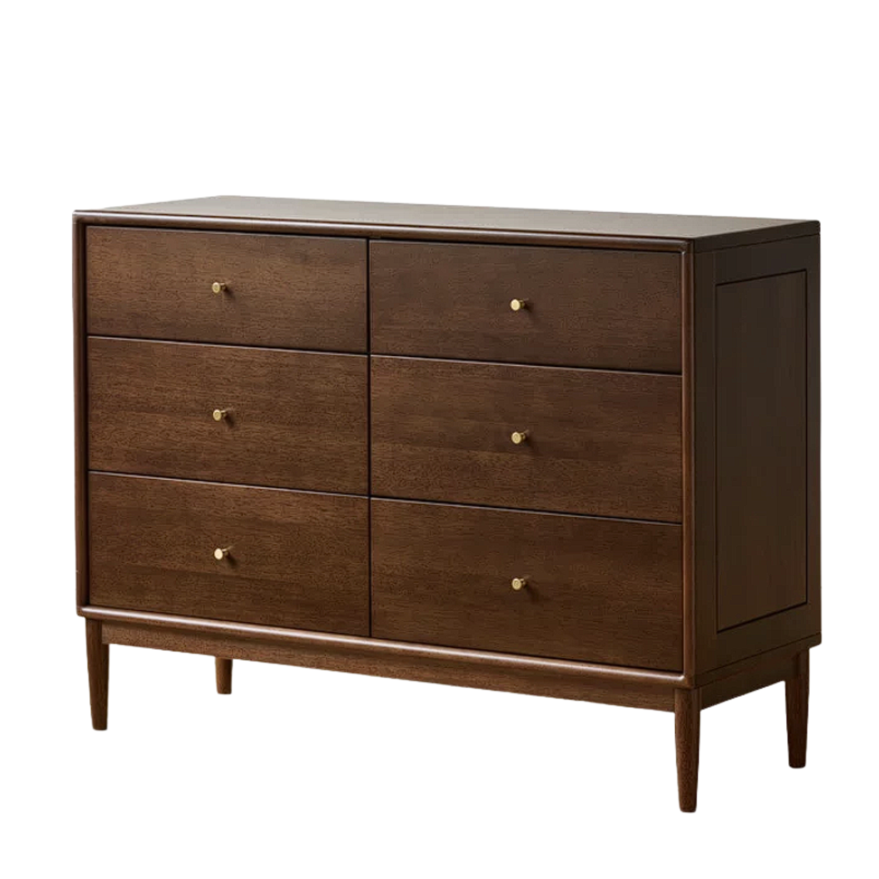 Oak, Solid Rubberwood, Golden Pearwood Modern Minimalist Chest of Drawers