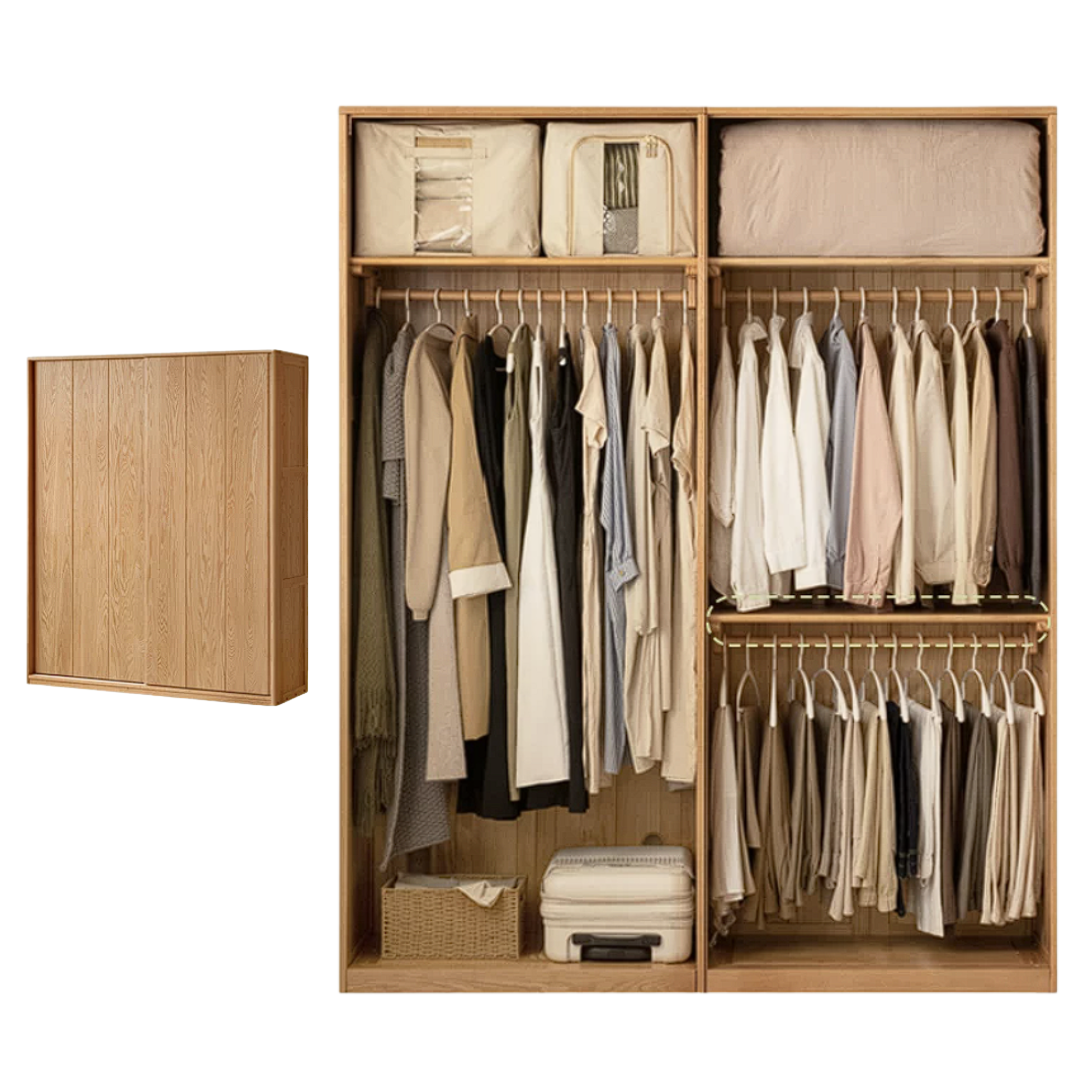 Cherry Wood Sliding Door Retro Wardrobe