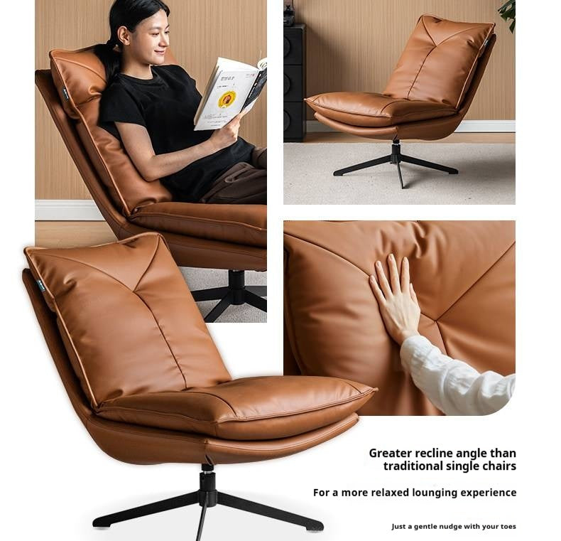 Organic Leather 360° Swivel Lounge Chair