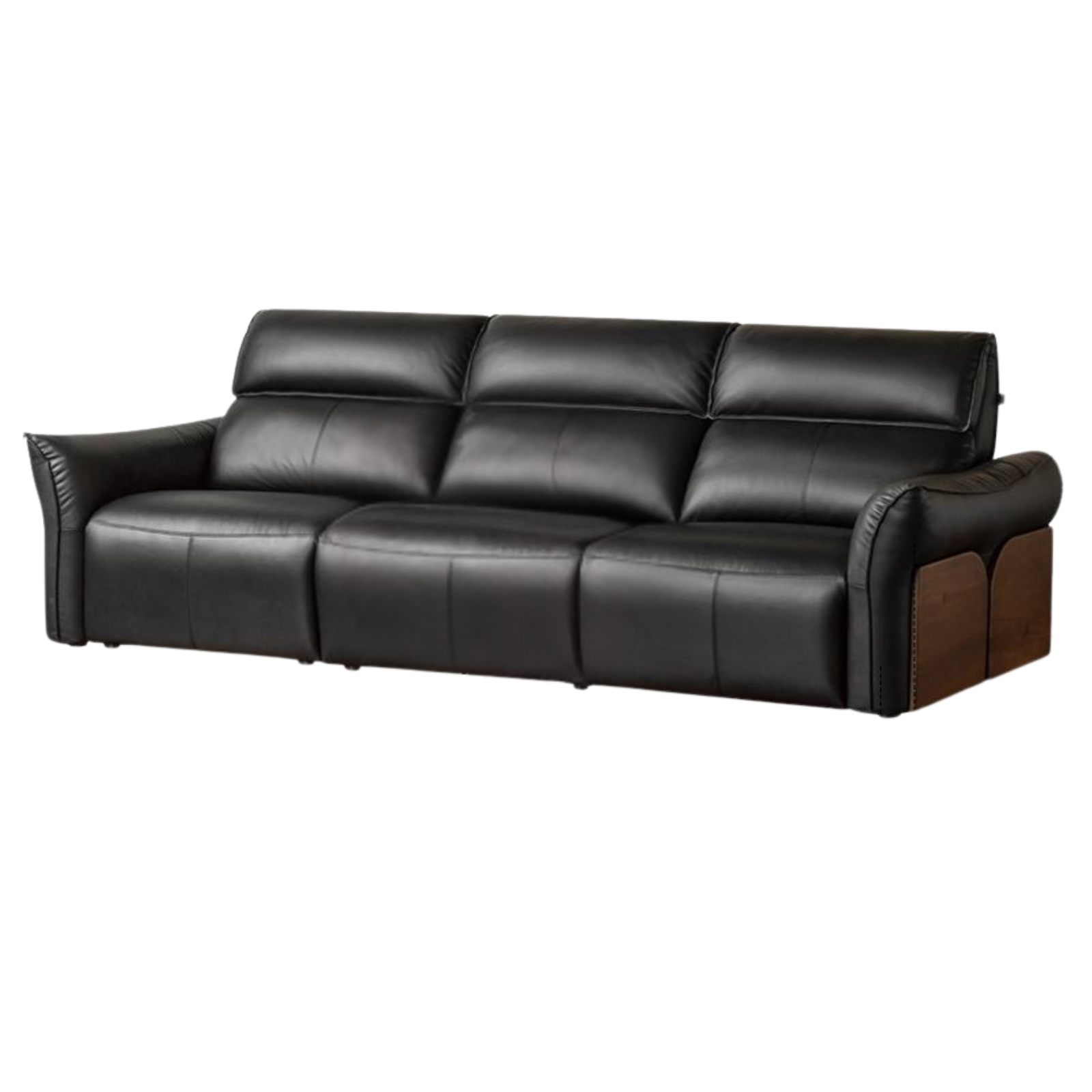 Black walnut solid wood Top Grain Genuine Leather Zero Wall Power Reclining Sofa