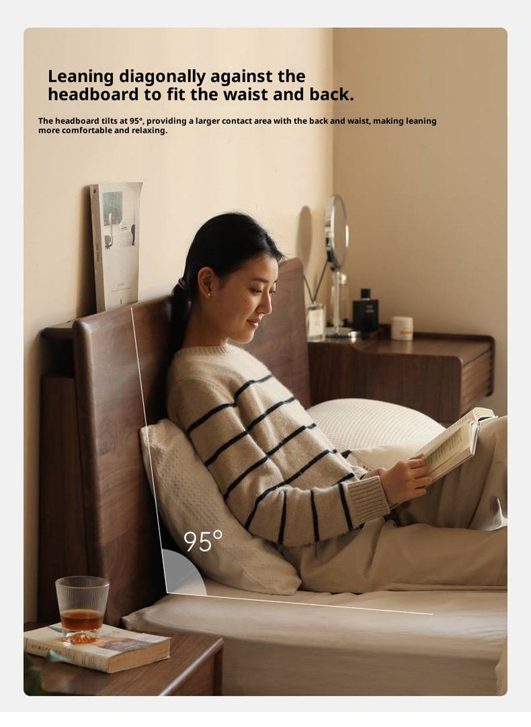 Black Walnut Solid Wood Suspended Modern Simple Bed