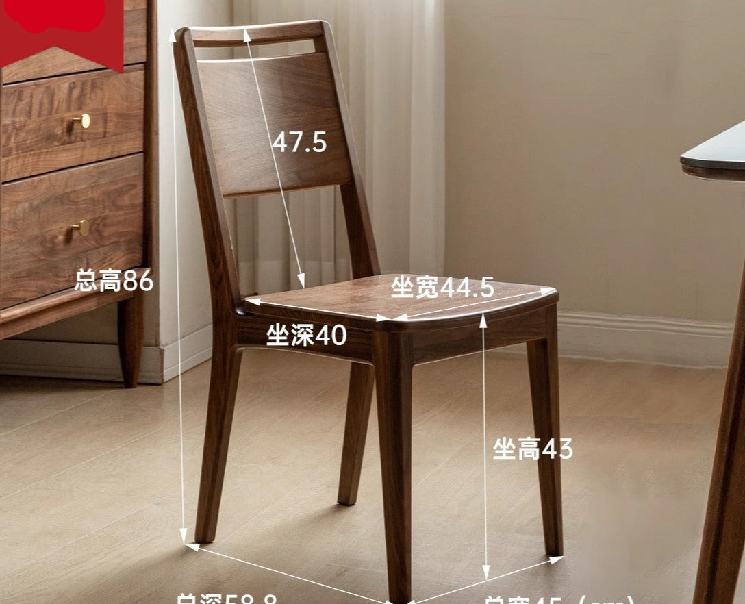 4 pcs Black Walnut Solid Wood Dining Chair High Back Chair: