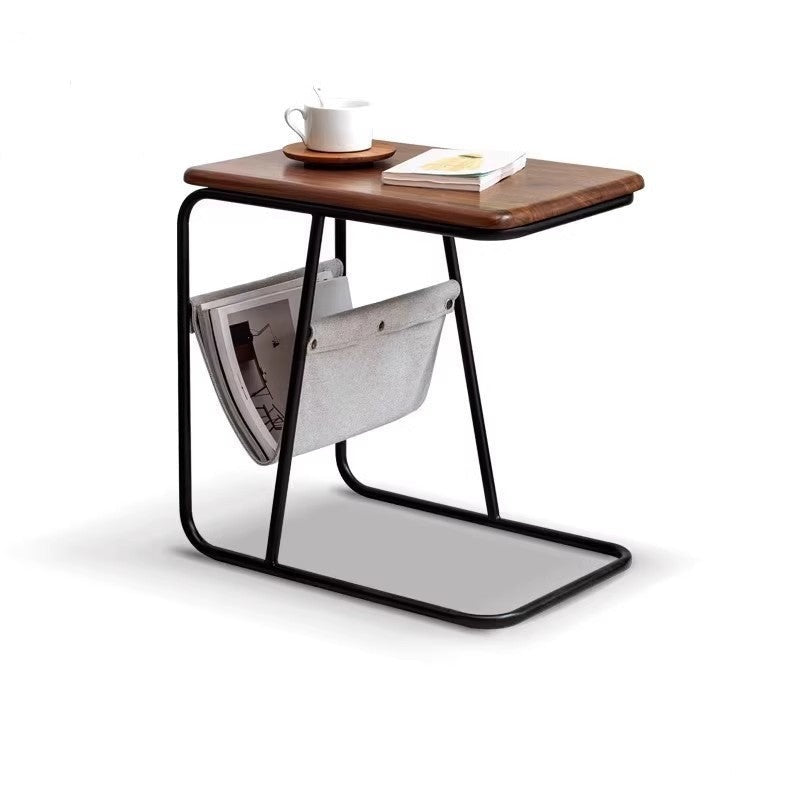 Black walnut Solid wood C-shaped iron side table -