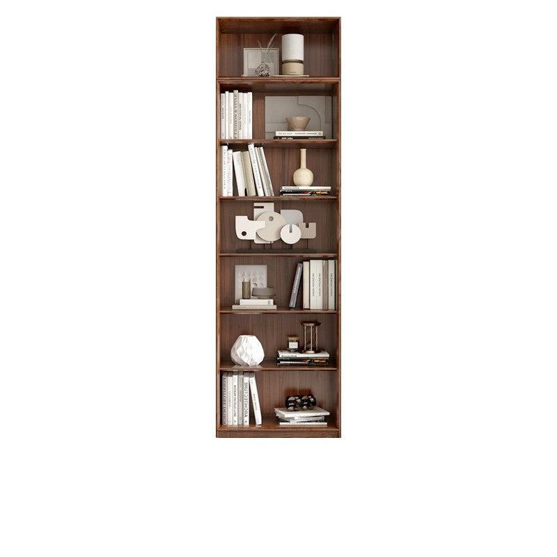 Oak Walnut solid wood cdust-proof glass door wall floor-to-ceiling bookshelf<