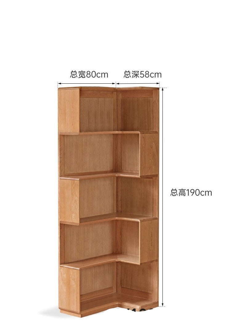 Cherry Solid Wood Corner Bookcase Floor Storage Cabinet<