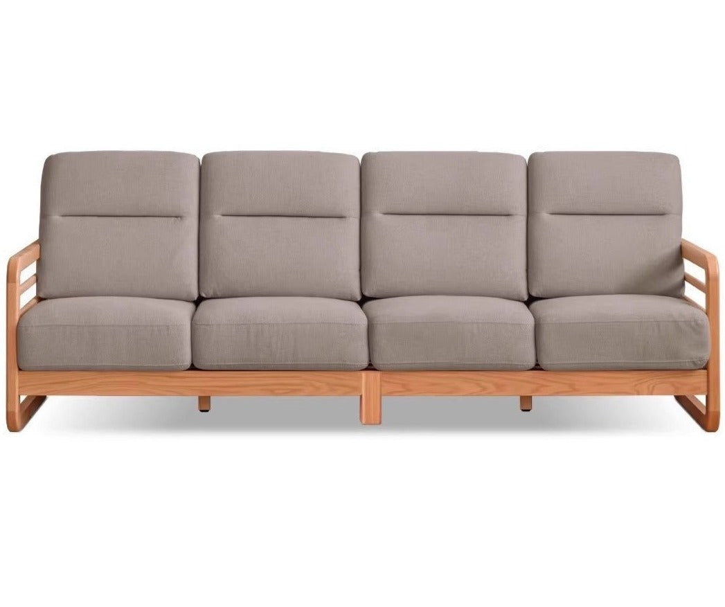 Oak Solid Wood Fabric Sofa)