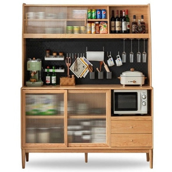 Oak solid wood sideboard multi-functional buffet cabinet,