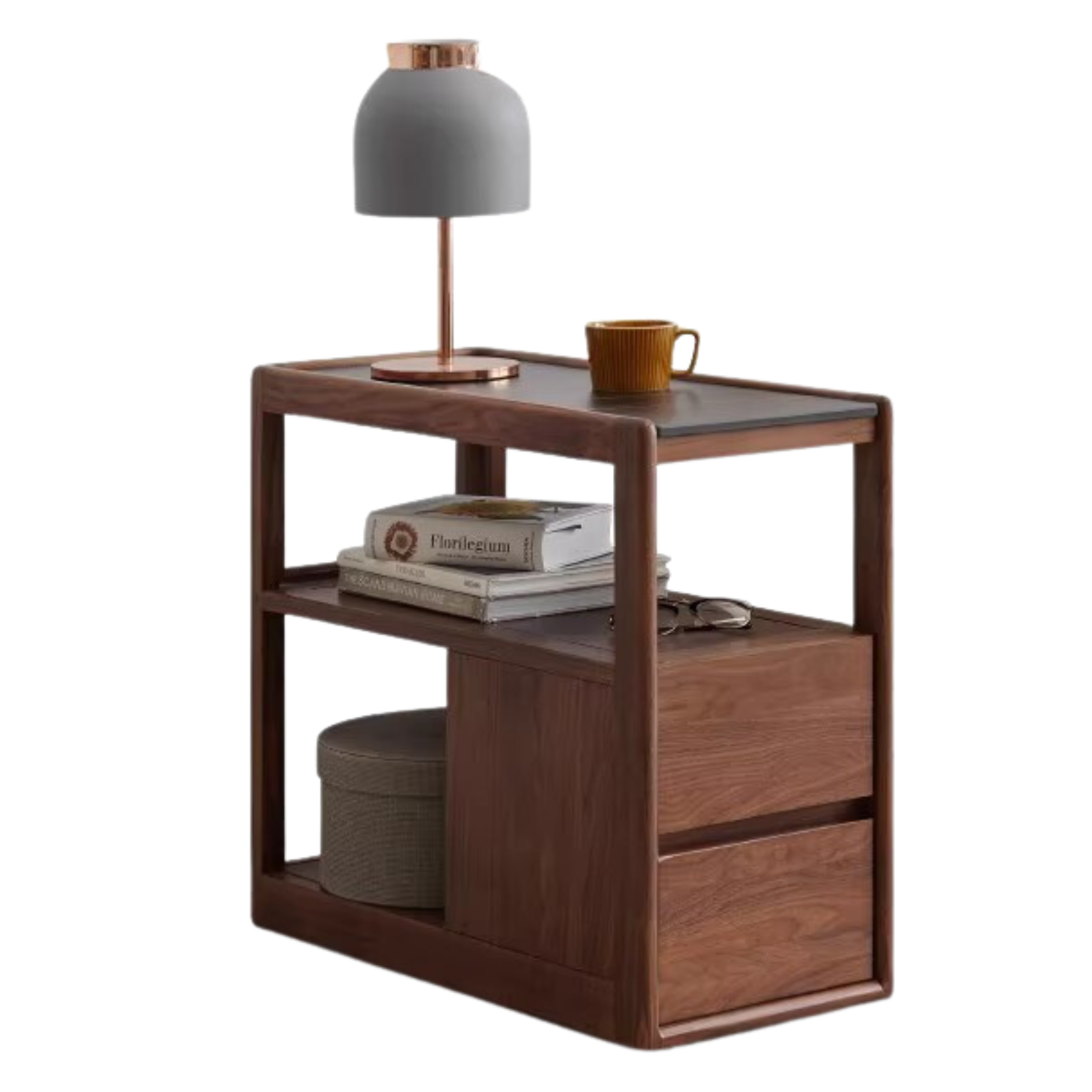 Black Walnut solid wood with slate top Side table-