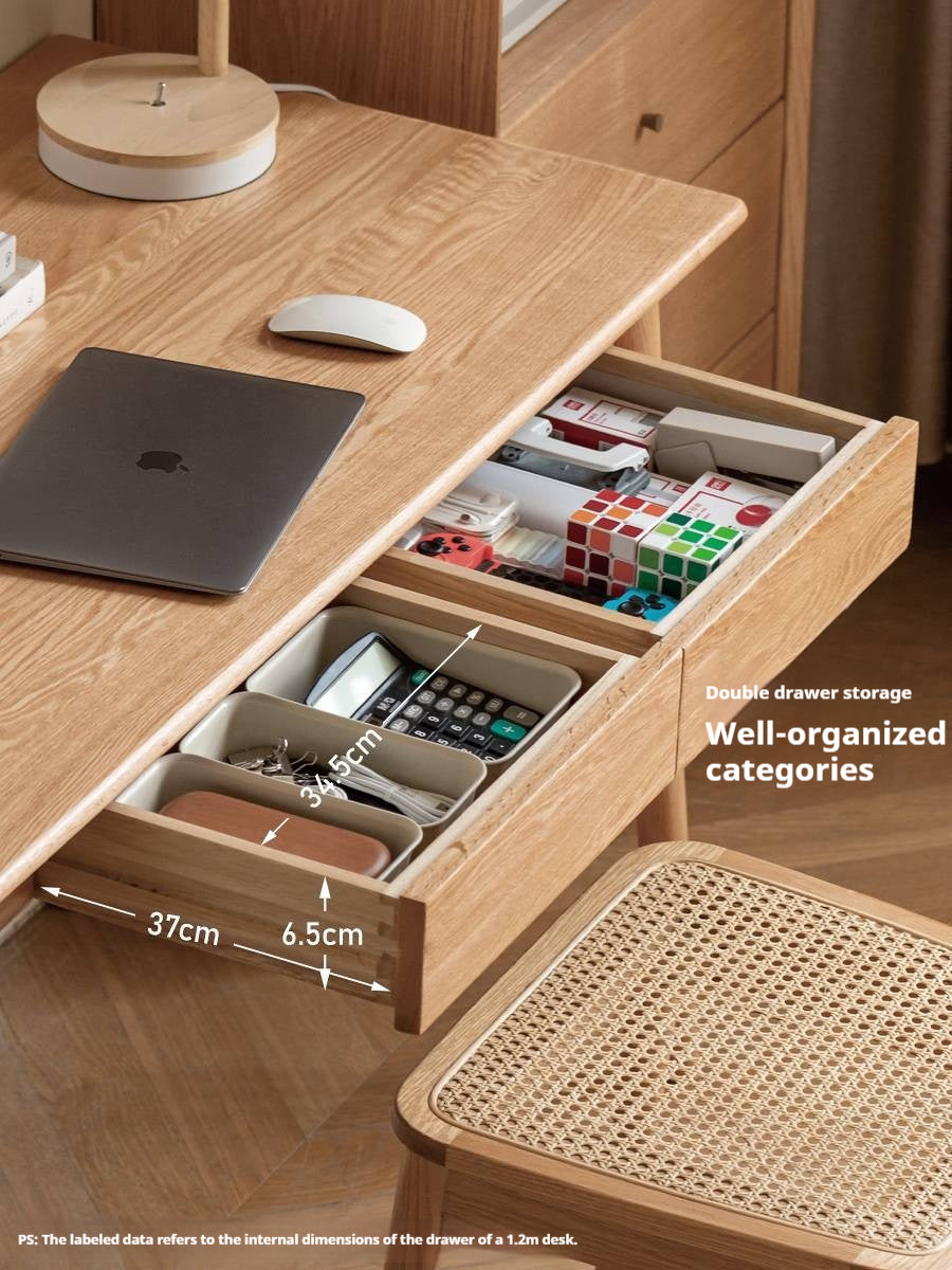 Oak Solid Wood Office Desk Spindle-Shaped Slanted Legs