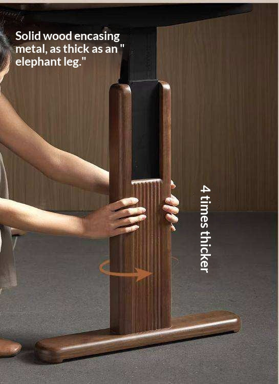 Black Walnut, White Ash Solid Wood Electric Height-Adjustable Standing Desk with Storage Drawers