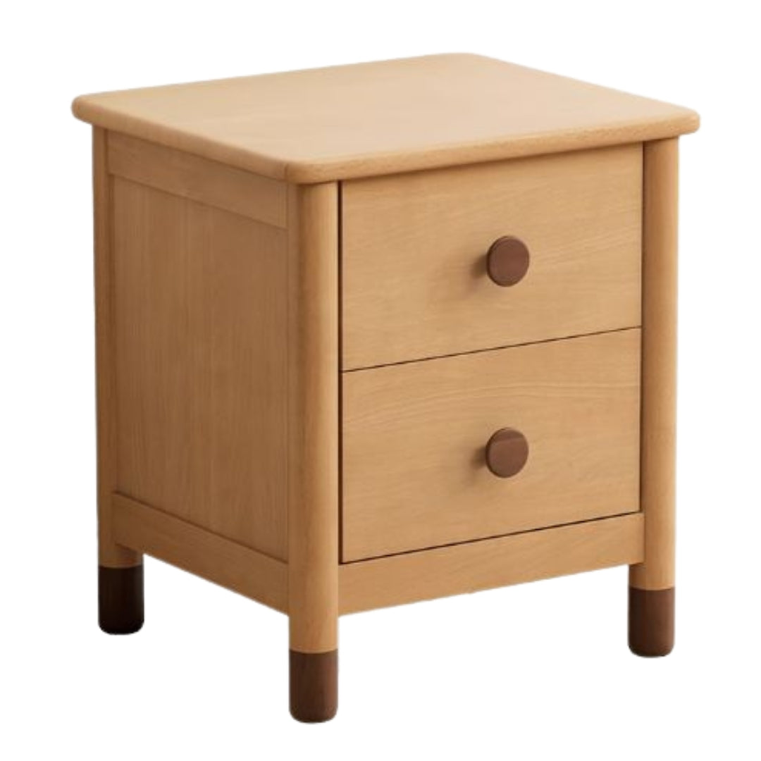 Oak, Beech Solid Wood Two-Drawer Nightstand