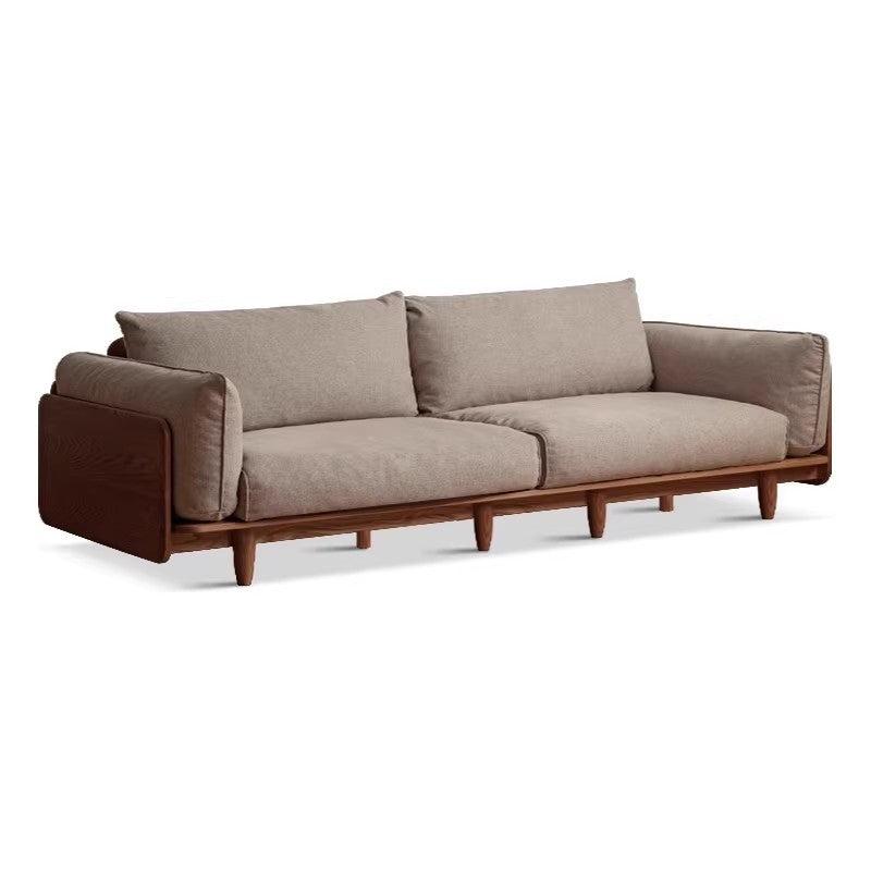 Oak solid wood Leather, Fabric straight sofa