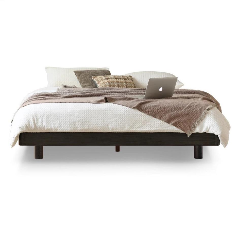 Oak Solid Wood Suspended platform bed, headboard-free Modern American Light Bed