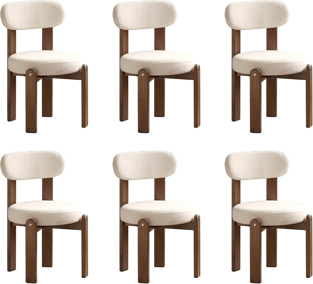 Set 2 pcs Black Walnut Solid Wood Wood Chenille Round Back Dining Chair
