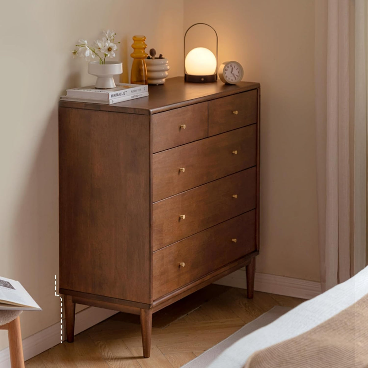Oak Solid Wood, Rubber Wood Chest of Drawers