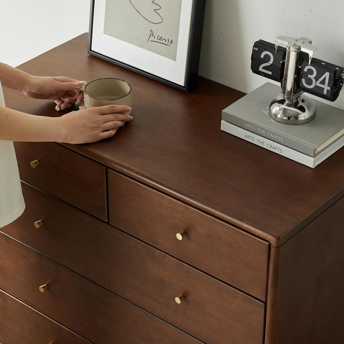 Oak Solid Wood, Rubber Wood Chest of Drawers