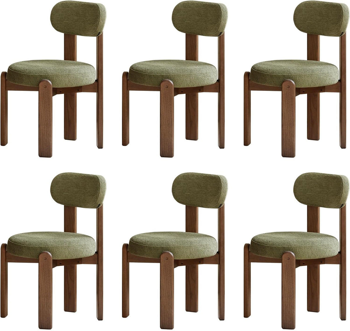 Set 2 pcs Black Walnut Solid Wood Wood Chenille Round Back Dining Chair