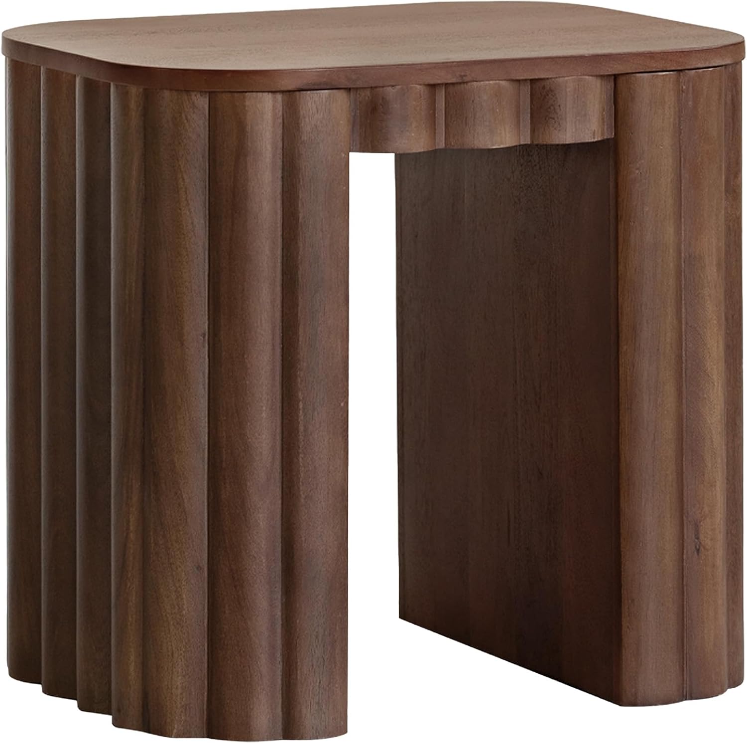 Mango Solid Wood Sculptural Side Table with Carved Legs
