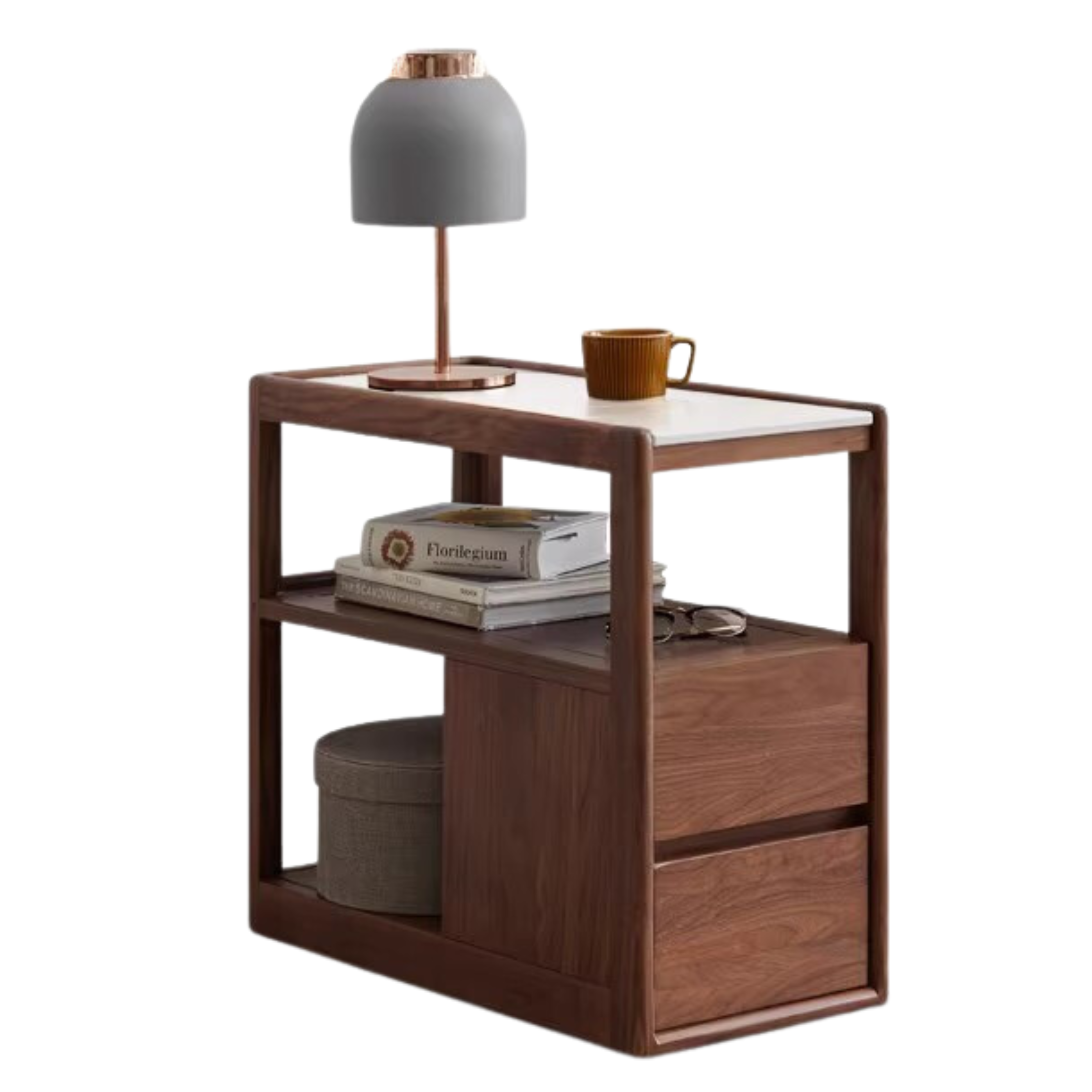 Black Walnut solid wood with slate top Side table-