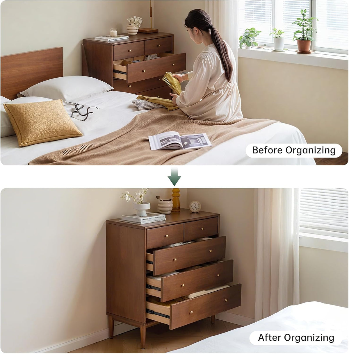 Oak Solid Wood, Rubber Wood Chest of Drawers