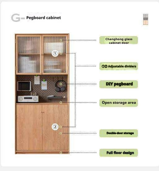 Oak Solid Wood Nordic Style Bookshelf with Floor Storage Cabinet