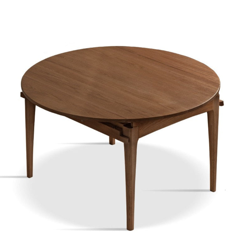 Oak Solid Wood Folding Round Retractable Dining Table