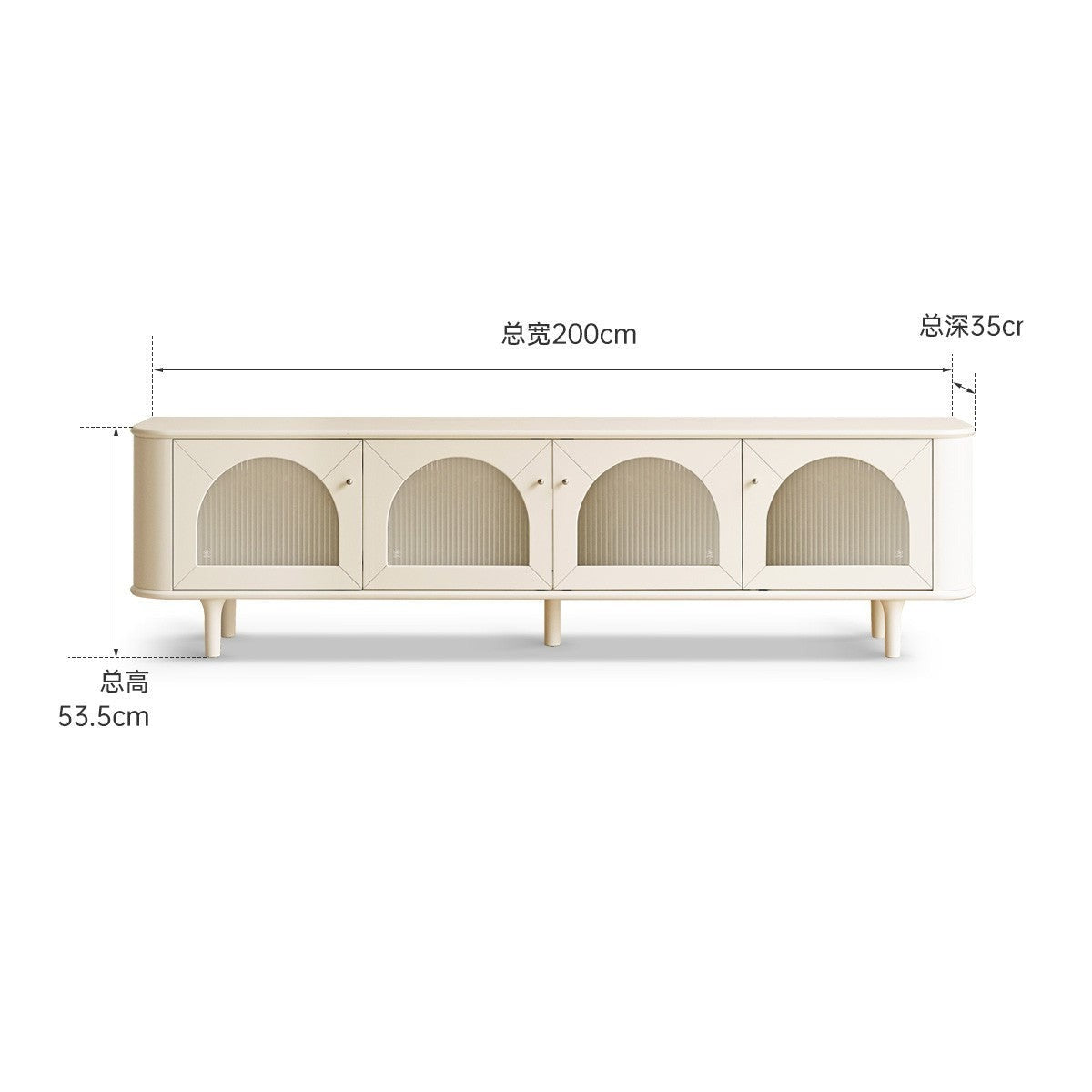 Ash solid wood TV cabinet cream style