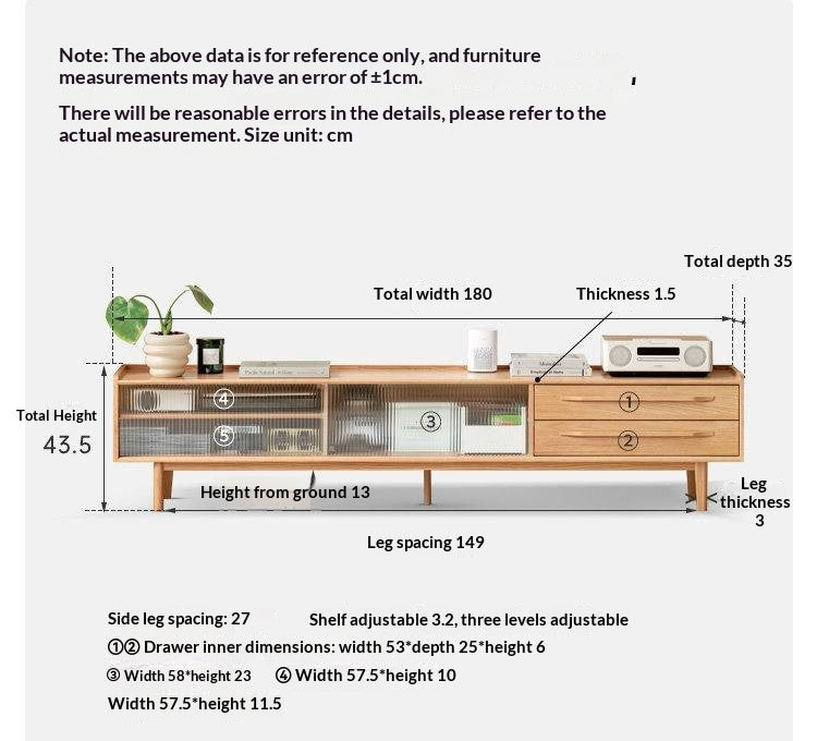 Oak Solid Wood TV Stand Sliding Door.