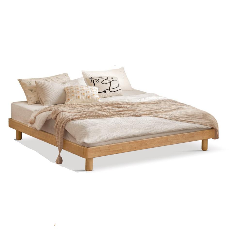 Pine Solid Wood Minimalist platform bed, headboard-free bed