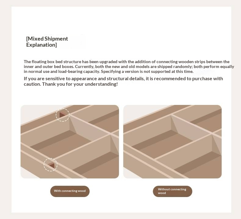 Black Walnut Solid Wood Platform Box Bed, Headboard-Free Bed Night Light Suspended Bed