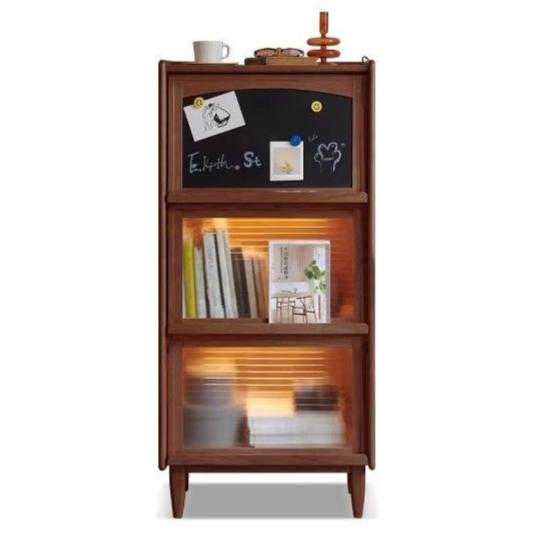 Cherry Solid Wood Japanese Flip Glass Door Bookcase