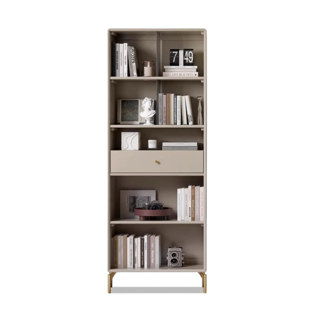 Poplar solid wood bookcase light luxury gray combination cabinet