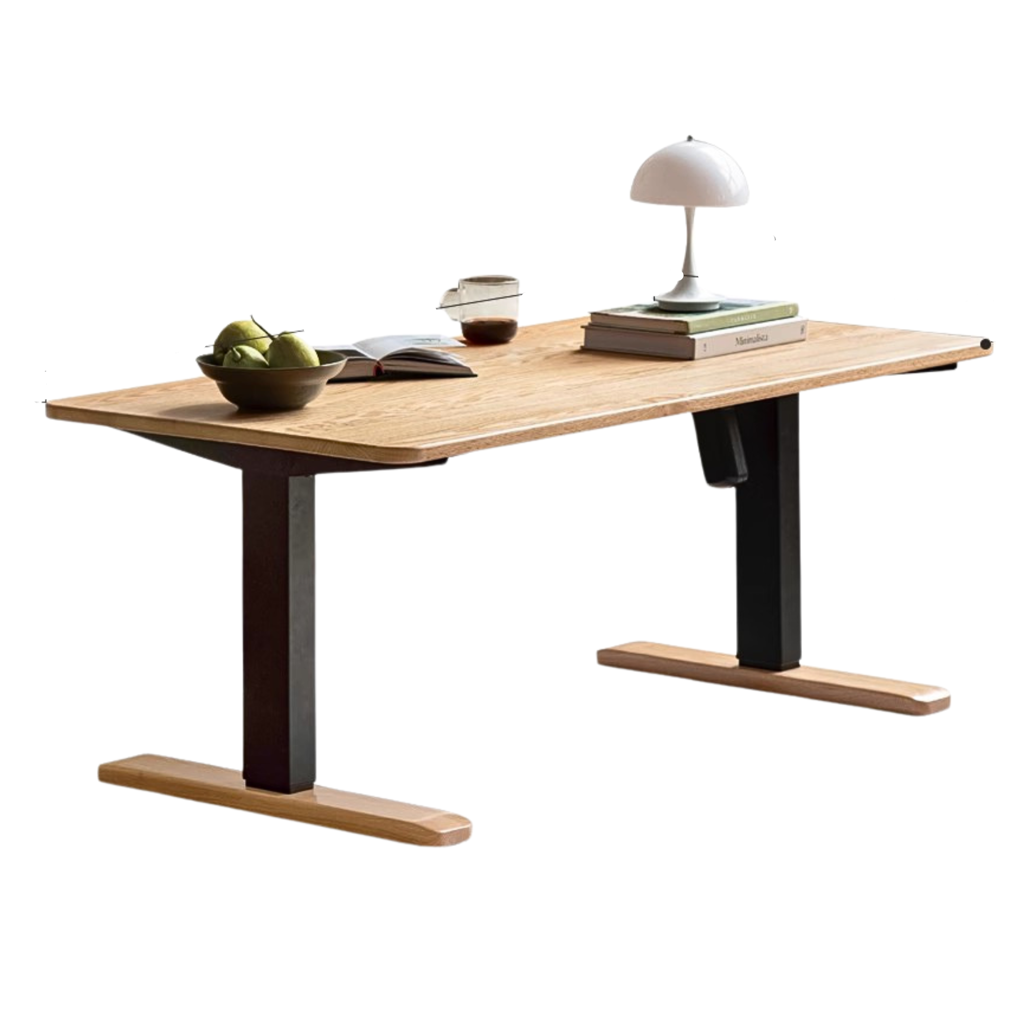 Oak Solid Wood Electric Elevating Modern Table -