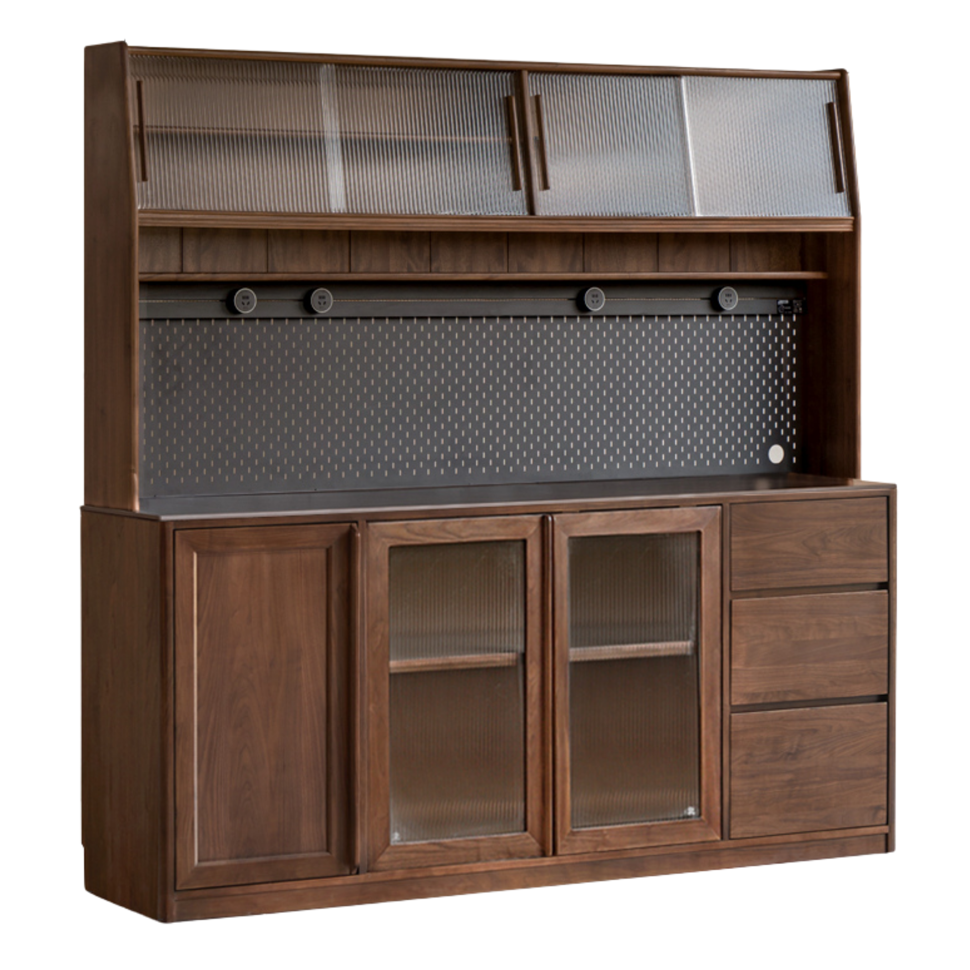 Black Walnut, Ash, Sandalwood Solid Wood Sideboard Hole Storage
