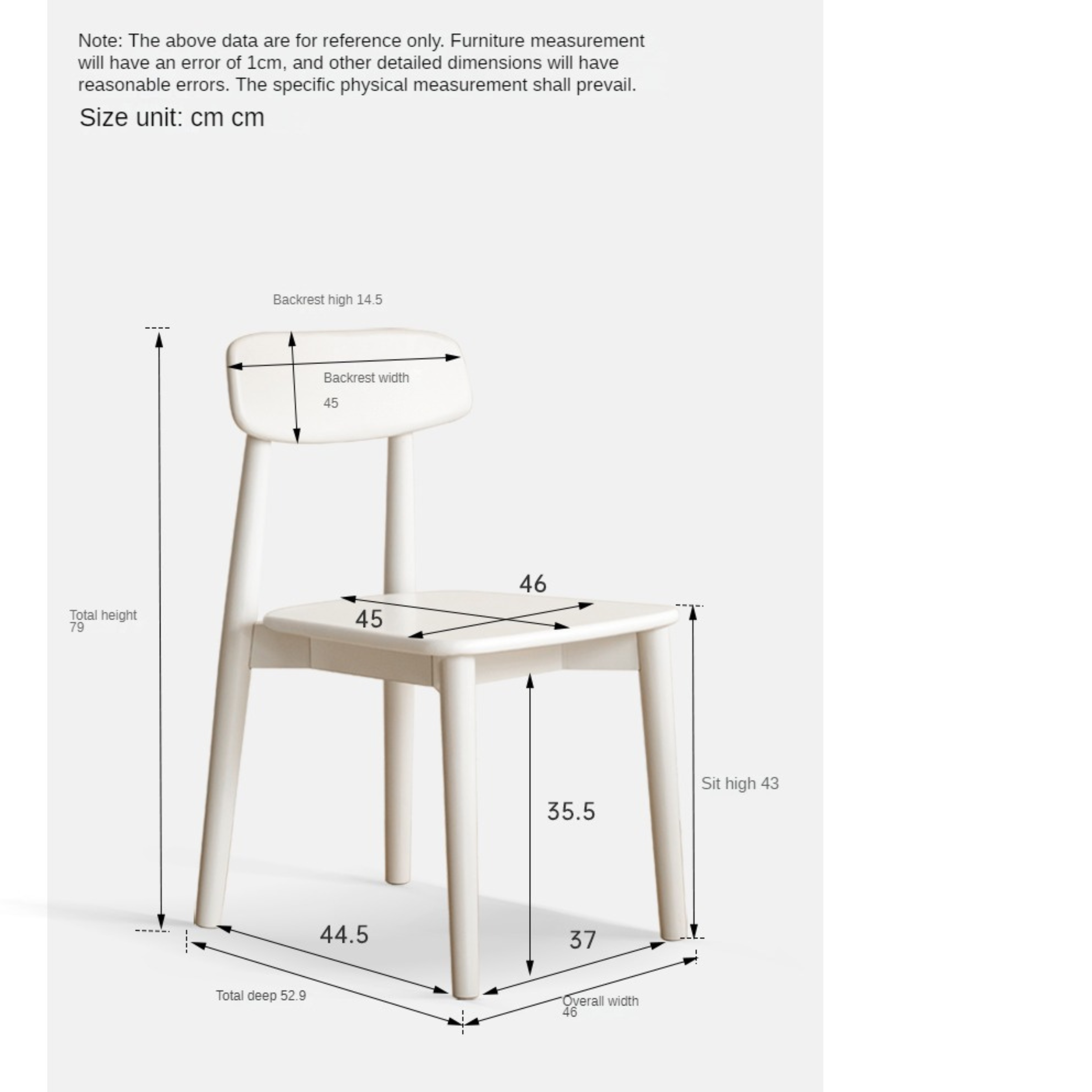 4 pcs Solid Wood Dining Chair Cream Style :